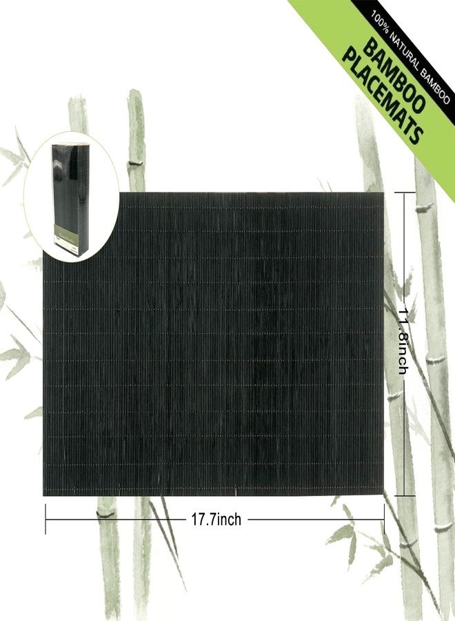 ANDSTAR Set of 8 Pcs Bamboo Placemats Sushi Rolling Mat Japanese Style Natural Anti-Slip Bamboo Placemats Washable Heat-Resistant Table Mats for Dining Room and Kitchen（Black） - Image 2